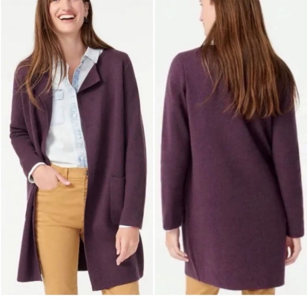 NWOT J.Crew | Juliette Collarless Sweater-Blazer | Plum | Size S
